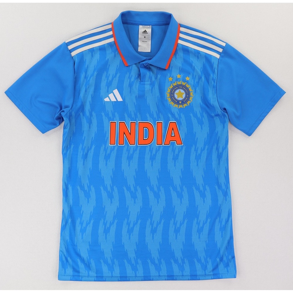 India National Team Jersey Mens Medium Blue Cricket Adidas AEROREADY Polo